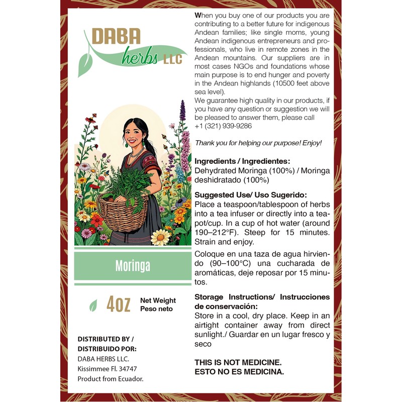 Moringa Leaf (Hoja de Moringa) 4 oz, (115 gr). Dehydrated