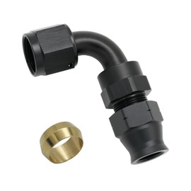 KRD PERFORMANCE 90 Degree 6AN Female Flare to 5/16" (7.9mm) OD Fuel Hardline Tube Adapter Fitting Aluminum Black