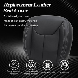 SecosAutoparts Black Leather Driver & Passenger Side Bottom Replacement Seat Cover Compatible with Jeep Wrangler Rubicon 2013 2014 2015 2016 2017