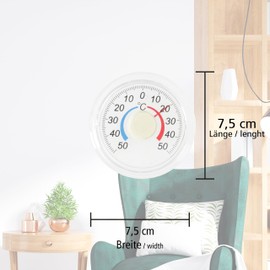 Lantelme Fensterthermometer | Auswahl Bimetall oder Messflüssigkeit | Thermometer mit Saugnapf oder Klebepad Kunststoff oder Aluminium | Made in Germany | Fenster Außen geeignet (Transparent Rund)