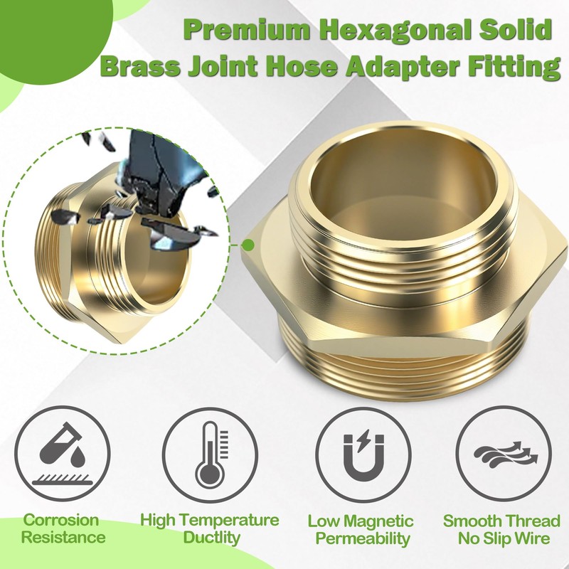 2" NPT Male x 1-1/2" NST Male Brass Hexagonal Nipple