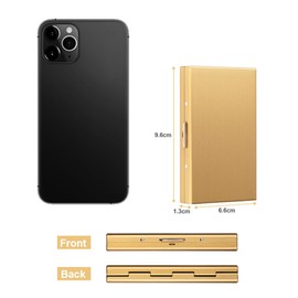 Vicloon Card Holder Credit Cards, RFID Blocking Credit Card Case Aluminium Business Card Case 6 Compartments RFID & NFC Protection Credit Card Holder for Men and Women, 1 x gold., Elegant