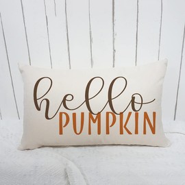 GTEXT 12x20 inch Fall Throw Pillow Cover Hello Pumpkin Cushion Cover Autumn Decor Fall Pumpkins Outdoor Pillow Linen Lumbarfor Cushion,Sofa Fall Pillow Cover