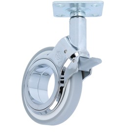 MS Beschläge High-quality furniture transport castor, floor-friendly, grey castor, chrome shiny housing, 360° rotatable mounting plate, design swivel castor (diameter 60 mm, with brake)
