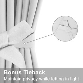 XWZO French Opaque Door Curtains, Kitchen Curtain, Modern Door Curtain, Balcony Door Pockets, Blackout Curtains with Tiebacks, 1 Piece, Grey/White, H 183 cm x W 64 cm (W 25 x L72)