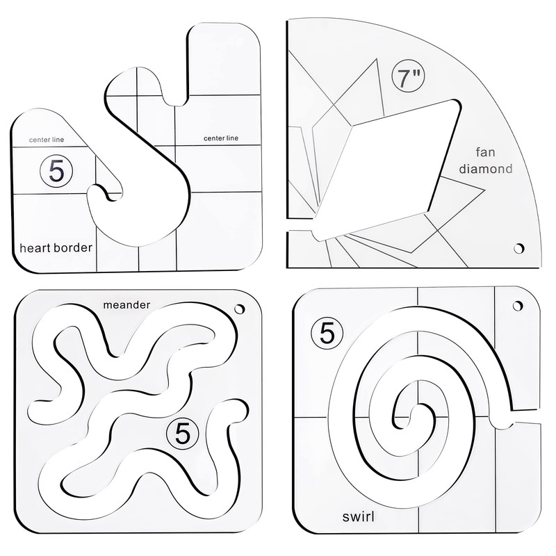 Free Motion Quilting Template Set - Set of 11 Acrylic