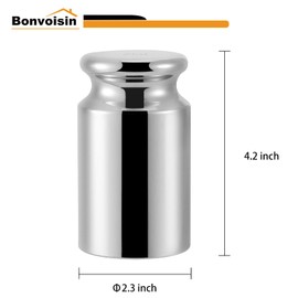 Bonvoisin 2KG Calibration Weight for Digital Scale, Class M1, Carbon Steel, Chrome Finish (2000g)