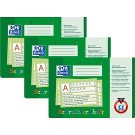 3x Oxford 311401600/100050089 Schreiblernhefte DIN A4 quer SL, 90 g/qm