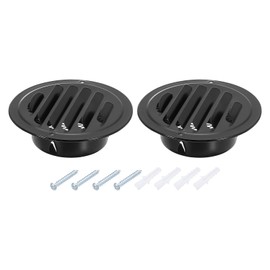 sourcing map 2 Pcs Stainless Steel Air Vents, 3 Inch Louvered Grille Cover Round Soffit Flat Ducting Air Vent Built-in Fly Screen Mesh with Screws for Bathroom Attic Ventilation, Black