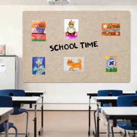 Large Bulletin Board - 72 X 48 inches Cork Board with 30 Pushpin, 6' x 4' Cork Board for Walls Pin Board, Self-Adhesive Felt Board Vision Board Foldable Photo Board for Wall (Beige Brown)