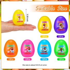 Silipull 72 Pcs Rejoice Religious Easter Eggs Empty Bulk Plastic Fillable Jesus Easter Christian Gifts for Egg Hunt Holy Week Decoration Sunday School Party Favors