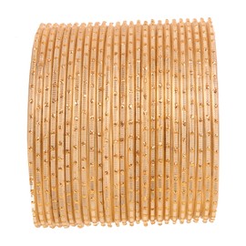 Touchstone "Colorful 2 Dozen Bangle Collection" Indian Bollywood Alloy Metal Textured Light Golden Designer Jewelry Bangle Bracelets Set Of 24 In Antique Gold Tone For Women