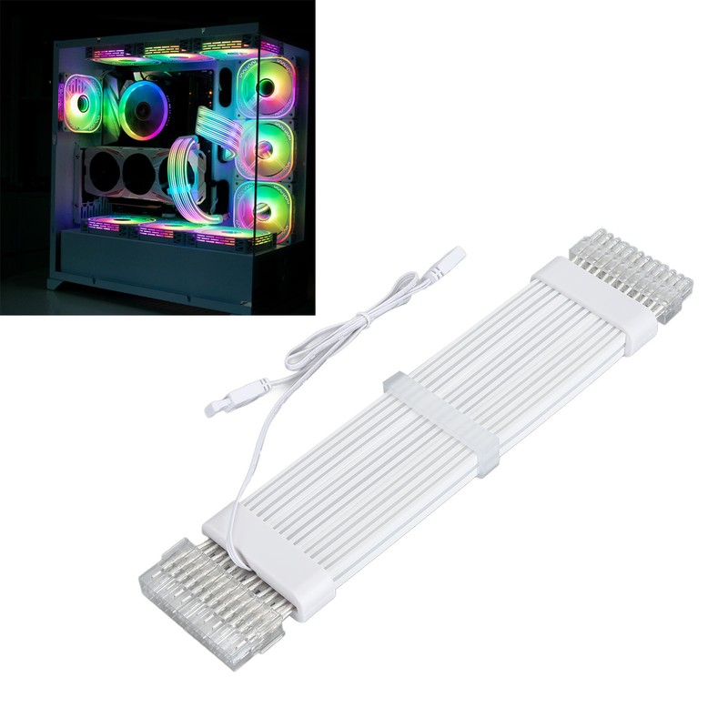 24 Pin RGB Power Extension Cable Kit ARGB 18AWG Silver