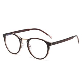 Hodopus Blue Light Reduction Glasses, Boston Type, 99% Cut, UV420, UV Protection, red brown