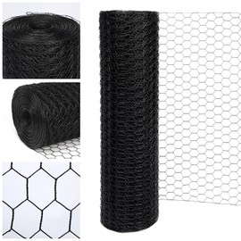 Wirewonders Black 19GA Chicken Wire 48inx150ft, Chicken Wire Fencing, Garden Fence, Metal Poultry Wire Netting, Galvanized PVC Coated Mesh for Animal/Rabbit/Floral/Chicken Coop/DIY Projects.