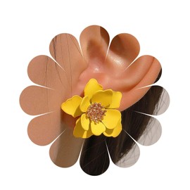 Cybche Boho Acrylic Pink Flower Stud Earrings Pink Flower Earrings Large Resin Floral Earrings Vintage Flower Petal Earrings Jewellery For Women, Zinc, No Gemstone