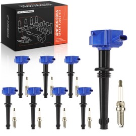 A-Premium (Blue) Set of 16 Ignition Coil Pack and Iridium Spark Plugs Compatible with Land Rover Range Rover 2010-2012, LR4 2010-2013 & JAGUAR XF 2010-2012, XJ 2010-2012, XK 2010-2012, XFR, XKR, XKR-S