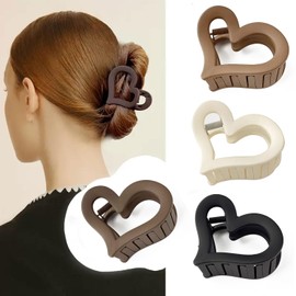 Heart Hair Claw Clips for Women Medium Matte Nonslip Hair Jaw Clips Valentines day Accessories Acrylic Heart Hair Clips for Thin Hair Thick Hair,Spring and Summer Hair Accessories 4Pcs