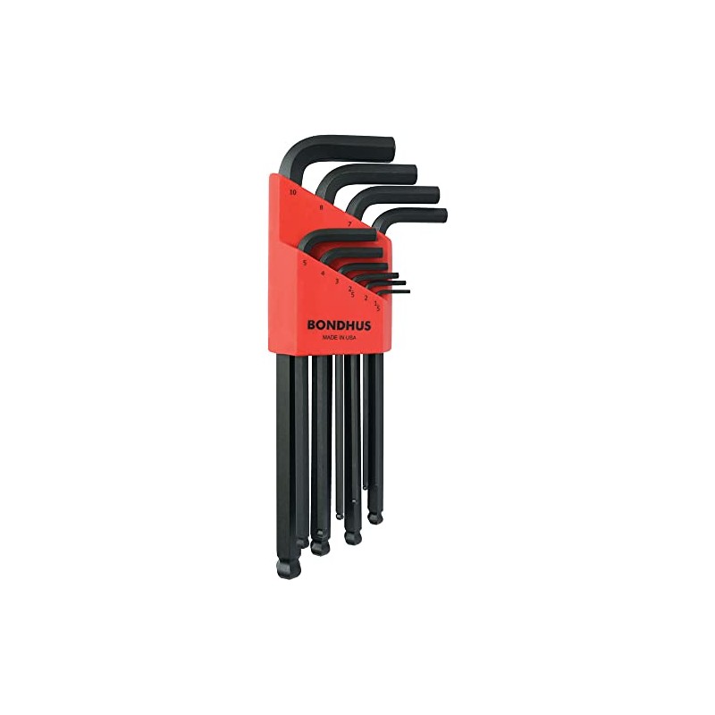BONDHUS BLX10M No.10990 Hexagonal Ball Point L-Wrench Long Set, Black