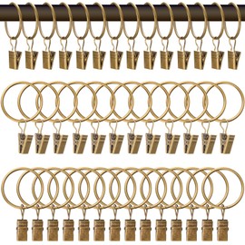 MAQIHAN Curtain Rings with Clips - Curtain Clips Drapery Rings with Fasteners 1.26 inch Interior Diameter Rod Metal Fasteners for Decoration Craft Dispaly,Antique Bronze