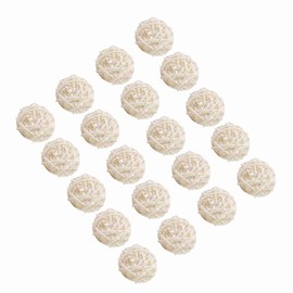 20PCS Wicker Rattan Balls Cage Crafts Colorful Pet Bird Chew Toy Table Wedding Party Decorative Crafts Hanging DIY Accessories(White)