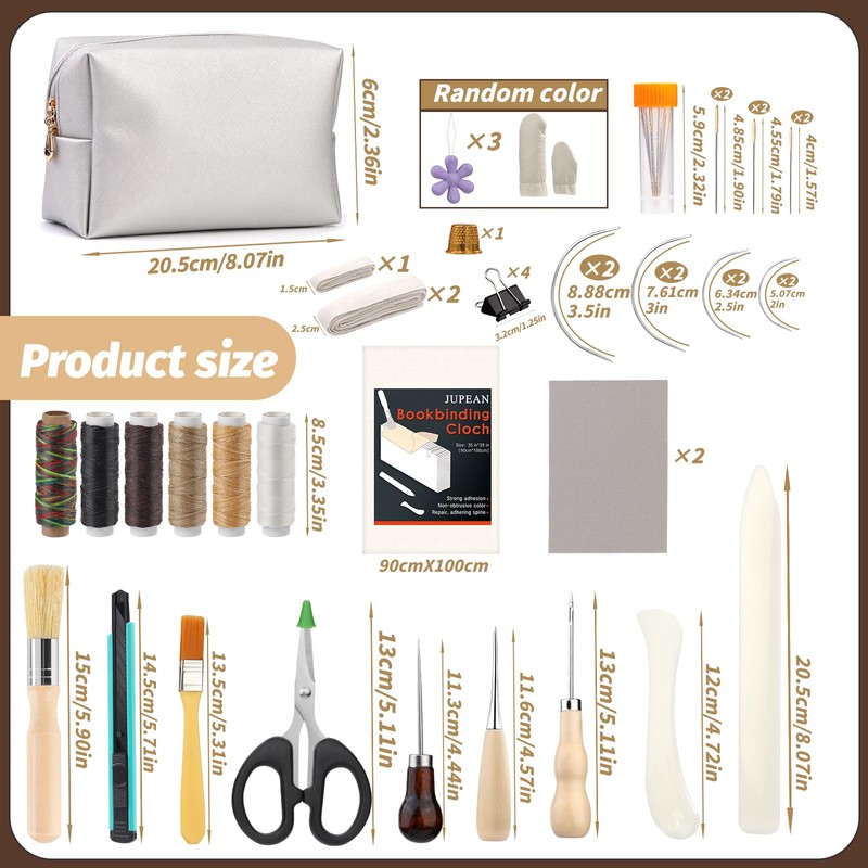 JUPEAN 45 Pcs Book Binding Kits Bookbinding Kit Book Press