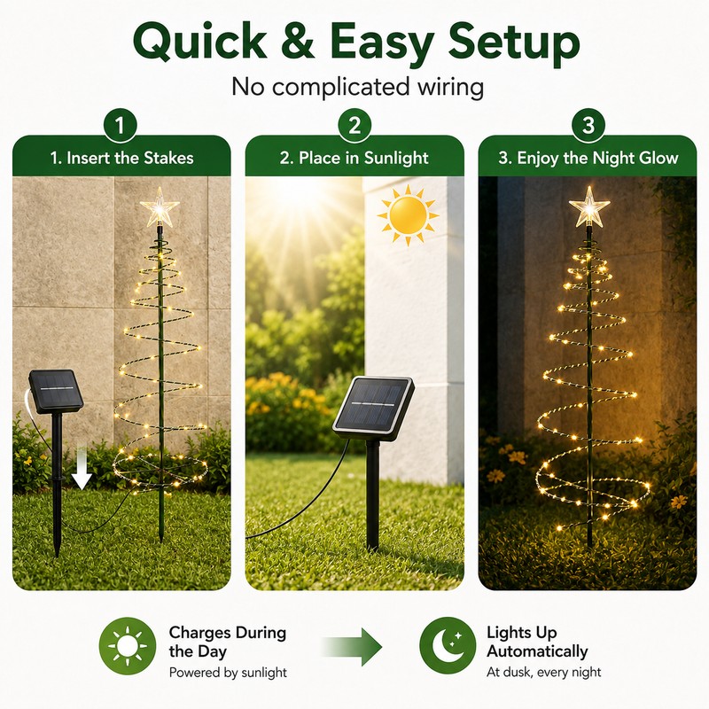 Solar Christmas Tree Light for Outdoor Decor – Waterproof LED