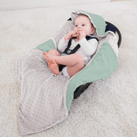 Bearmoss Swaddling Blanket, Baby Seat Blanket, Pram and Child Seats, Universal Baby Blanket for Buggy, Car Seat, All-Year Blanket, 90 x 90 cm (Green)