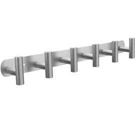 DGYB Large Coat Rack Wall Mount 6 Brushed Nickel Coat Hooks Wall Mount Stainless Steel 16 inch Towel Hanger for Bathroom Bedroom Mudroom Entryway