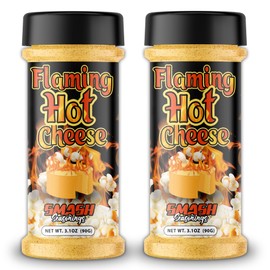 Flaming Hot Cheese Popcorn Seasoning Shaker – 2 Pack Spicy Bold Snack Blend with Premium Cheese & Chili Peppers – Gourmet Sprinkle for Popcorn, Chips, Fries, Veggies, Pasta, Nachos, Party Snacks
