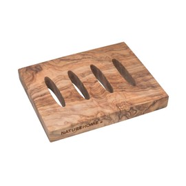 NATUREHOME Olive Wood Soap Dish Pure Organic Wood Bowl Square - 10 x 12 x 1.5 cm Storage for Soap Soap Holder in Bathroom