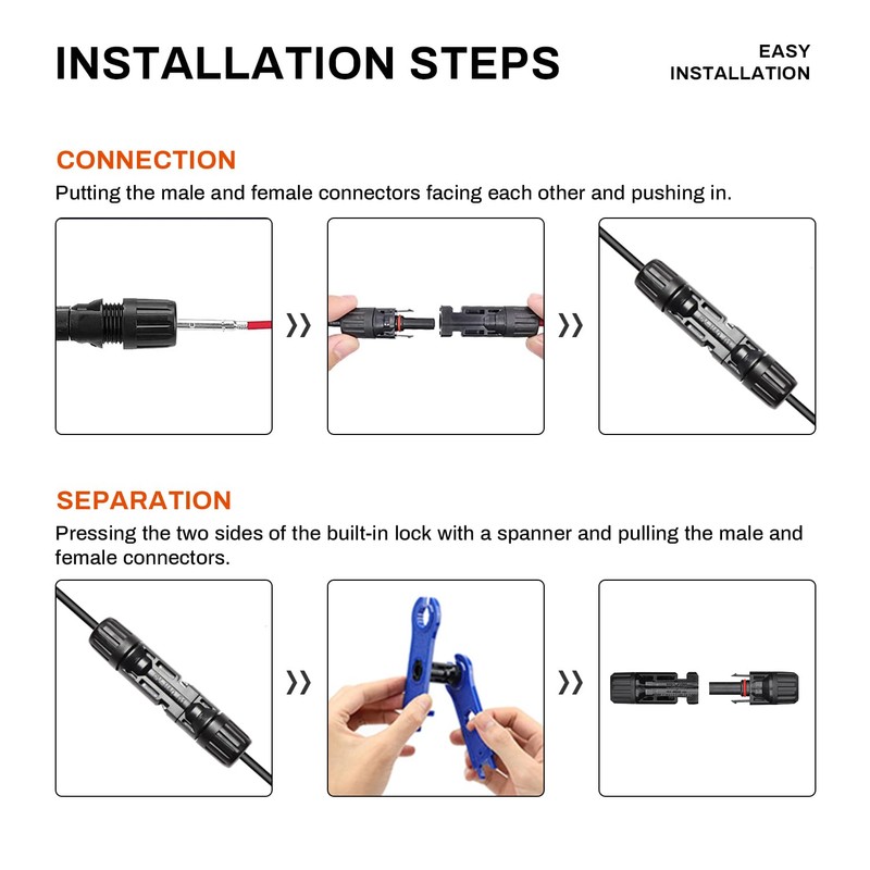 COCOSY 1 Pair Solar Cable Y Plug, 1 Pair Solar