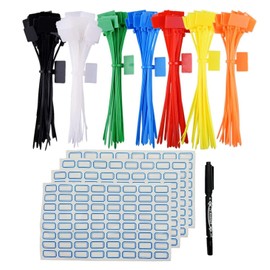 JZK 250 Piece Nylon Cable Ties with 256 Labels for Wire Management, Marking and Organization