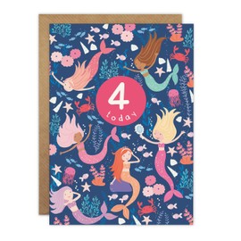 James Ellis Age 4 Birthday Card (Mermaids)