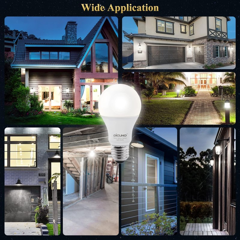 DiCUNO Radar Motion Sensor Light Bulbs Outdoor, 12W (100W Equivalent),
