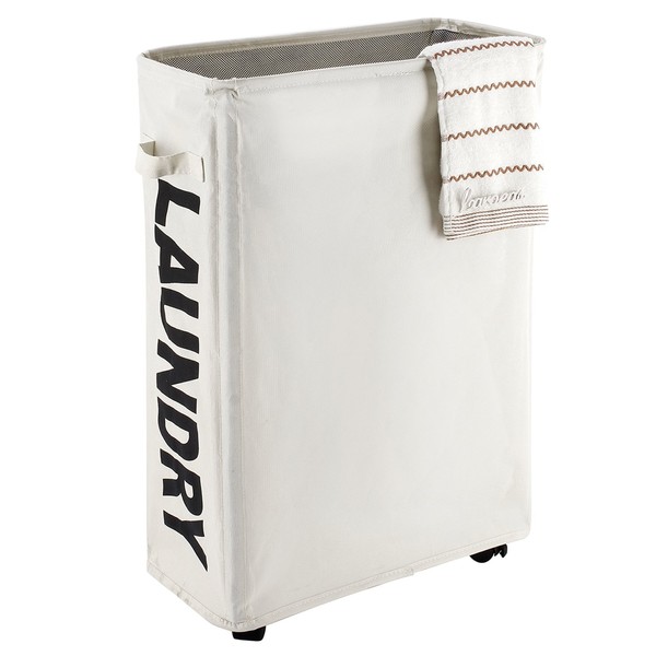Caroeas 22" Rolling Slim Laundry Basket with Stand Foldable Waterproof