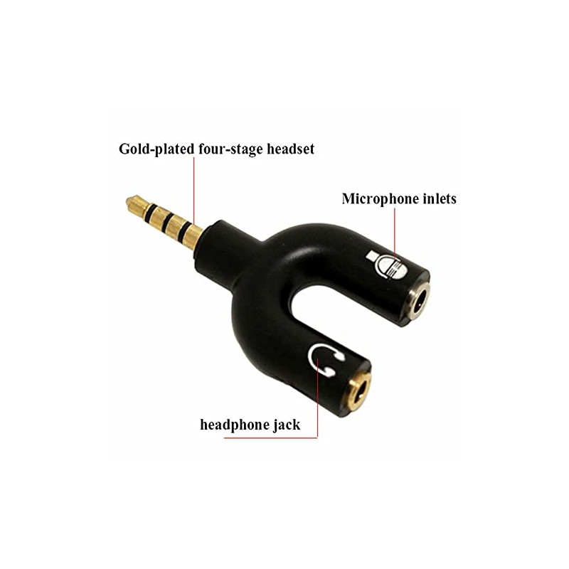 3.5mm Stereo Splitter Audio to Mic Headset Jack Plug Y