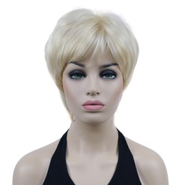Lydell 6" Short Straight Layered Hair Full Synthetic Wig (613 Blonde)