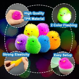 Prefilled Easter Eggs 12pcs Light-up Duckling - Easter Basket Stuffers Fillers Gifts for Kids Boys Girls - Glow in the Dark Easter Eggs Hunt Party Favor Supplies