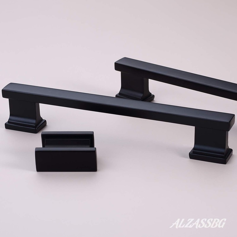 Alzassbg 10 Pack Matt Black Cabinet Pulls, 7 Inch(177.8mm) Hole