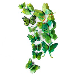 DaGou Mixed of 12PCS 3D Pink Butterfly Wall Stickers Decor Art Decorations¡­ (Green)