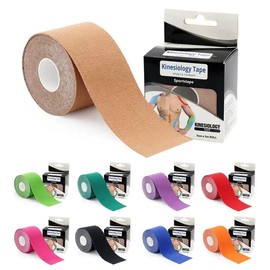 Kinesiology Tape - Elastic Water Resistant Tape for Support & Muscle Recovery - Quality Sports 5m Roll - 2.5cm or 5cm (Beige, 5 cm x 5 m)