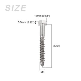 METALLIXITY 10pcs M8x65mm Hex Lag Screws 304 Stainless Steel Self Tapping Wood Bolts for Home Use