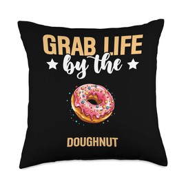 Gourmet Food Taste Frenzy Grab Life by The Doughnut Food Lovers Living Throw Pillow, 18x18, Multicolor