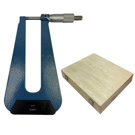 MH GLOBAL Deep Throat Micrometer Carbide, 6" Throat Depth, 0-1" Range, Thimble Ratchet