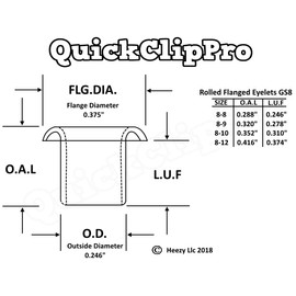 Mil-Spec Kydex Eyelets GS 8-8, Brass Black Oxide 1/4" DIY Gun Holster Knife Sheath Grommets (100)