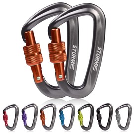 STURME Carabiner Clip 12KN Aluminium Wiregate Lightweight Heavy Duty Large Strong Durable D-Ring Hooks Spring Snap Link Keychain Clips Set for Hammock Improved Design 2018 (Orange)