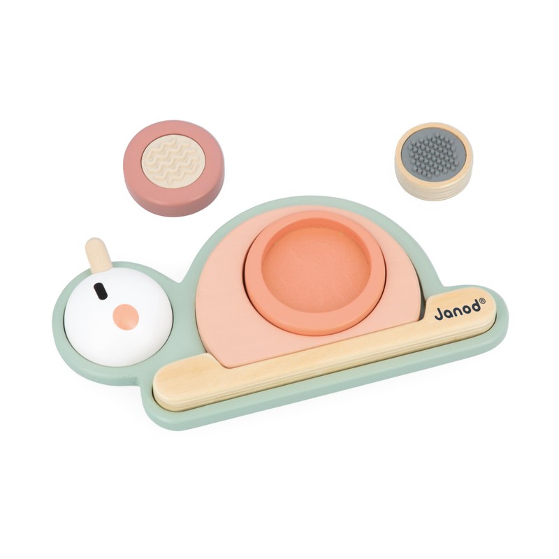 Janod Sweet Cocoon Stackable Sensory Snail, 6x FSC Wood Stackable