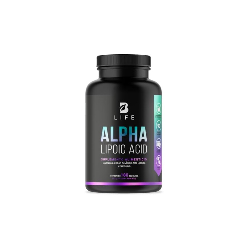 B Life Ácido Alfa Lipoico de 180 cápsulas Potenciado con
