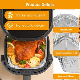 CECOMBINE 30 Packs Aluminum Foil Trays, 8 Inch Square Foil Baking Trays Tin Foil Containers, Disposable Foil Air Fryer Liner Foil Trays Containers for Baking, Broiling, Cooking, Roasting, Storage